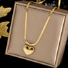 316L Titanium Steel Heart Love Flower Square Necklace  Pendant Neck Chain Girl Jewelry