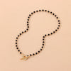 Black Crystal Glass Bead Chain Choker Necklace for Women Flower Lariat Lock Collar Necklace Jewelry Party Charm