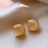 Minimalist Frosted Square Earrings for Women Hip-Hop Punk Geometric Earring Clip Girl 2024 Trendy Party Jewelry