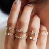 Moon Star Heart Butterfly Ring Set For Women Shine Crystal Cross Finger Rings Charm Party Wedding Vintage Jewelry Gift