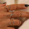Moon Star Heart Butterfly Ring Set For Women Shine Crystal Cross Finger Rings Charm Party Wedding Vintage Jewelry Gift