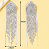 New Statement Earring Long Full Rhinestone Big Earrings For Women Shining Tassel Dangle Earrings Wedding Jewelry Gift
