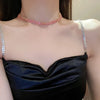 Pink Purple Gold Color Rhinestone Choker Necklaces for Women Geometric Crystal Necklaces Party Weddings Jewelry