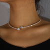 Rhinestone Heart Collar Choker Necklace For Women Simple Open Collar Golden Necklace For Women Choker Necklace Jewelry