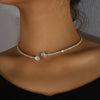 Rhinestone Heart Collar Choker Necklace for Women Simple Open Collar Necklace Torques Jewelry Accessories