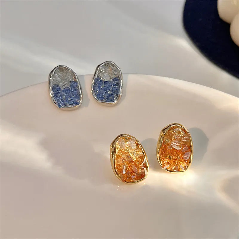 Shiny Summer Contrasting Crystal Earrings for Women   Simple Versatile Girls Earrings Hot Jewelry 2023