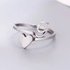 Silver Color 26 Letter Love Heart Rings Stainless Steel Open Ring for Women Men Couple Initial Name Finger Jewelry Gifts