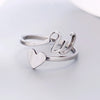 Silver Color 26 Letter Love Heart Rings Stainless Steel Open Ring for Women Men Couple Initial Name Finger Jewelry Gifts