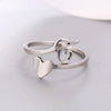 Silver Color 26 Letter Love Heart Rings Stainless Steel Open Ring for Women Men Couple Initial Name Finger Jewelry Gifts