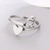 Silver Color 26 Letter Love Heart Rings Stainless Steel Open Ring for Women Men Couple Initial Name Finger Jewelry Gifts