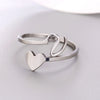 Silver Color 26 Letter Love Heart Rings Stainless Steel Open Ring for Women Men Couple Initial Name Finger Jewelry Gifts