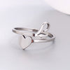 Silver Color 26 Letter Love Heart Rings Stainless Steel Open Ring for Women Men Couple Initial Name Finger Jewelry Gifts