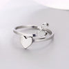 Silver Color 26 Letter Love Heart Rings Stainless Steel Open Ring for Women Men Couple Initial Name Finger Jewelry Gifts