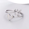 Silver Color 26 Letter Love Heart Rings Stainless Steel Open Ring for Women Men Couple Initial Name Finger Jewelry Gifts