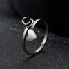 Silver Color 26 Letter Love Heart Rings Stainless Steel Open Ring for Women Men Couple Initial Name Finger Jewelry Gifts