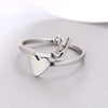 Silver Color 26 Letter Love Heart Rings Stainless Steel Open Ring for Women Men Couple Initial Name Finger Jewelry Gifts