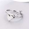 Silver Color 26 Letter Love Heart Rings Stainless Steel Open Ring for Women Men Couple Initial Name Finger Jewelry Gifts