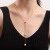 Simple Gold Color Pearl Necklaces for Women Long Tassel Pull Design Clavicle Chains Necklace Jewelry Collares