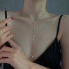 Simple Gold Color Pearl Necklaces for Women Long Tassel Pull Design Clavicle Chains Necklace Jewelry Collares
