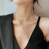 Simple Gold Color Pearl Necklaces for Women Long Tassel Pull Design Clavicle Chains Necklace Jewelry Collares