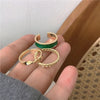 Simple Hiphop Trendy White Green Adjustable Open Finger Ring For Women unk Cool Resin Chain Rings Set Jewelry Girl Gift