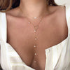 Simple Layered Pearl Pendant Necklace for Women Bohemian Circle Long Bead Chain Pendant Necklace Jewelry Party Gift