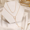 Simple Layered Pearl Pendant Necklace for Women Bohemian Circle Long Bead Chain Pendant Necklace Jewelry Party Gift