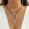 Simple Pearl Beads Pendant Necklaces Wax Rope Long Tassel Pull Design Clavicle Chain for Women Jewelry Gifts Accessories