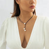 Simple Pearl Beads Pendant Necklaces Wax Rope Long Tassel Pull Design Clavicle Chain for Women Jewelry Gifts Accessories