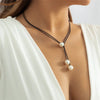 Simple Pearl Beads Pendant Necklaces Wax Rope Long Tassel Pull Design Clavicle Chain for Women Jewelry Gifts Accessories