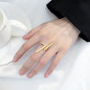 Simple Style Long strip Geometric Open Ring For Women Girl Black Silver Color Adjust Finger jewelry Birthday Gifts