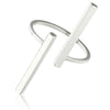 Simple Style Long strip Geometric Open Ring For Women Girl Black Silver Color Adjust Finger jewelry Birthday Gifts