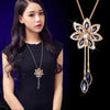 Snowflake Choker Sweaterchain Tassel Necklace for Women Delicate Flower Crystal Pendant Valentines Day Gift Boho Jewelry
