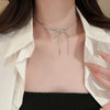 Sweet Black Ribbon Bow Necklace for Women Exquisite Handmade Beaded Charm Chain Collares Necklace Party Jewelry Gift