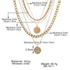 Thick and Thin Chain Multi-layer Necklace for Women Men Punk Figure Circular Pendant Necklace Vintage Jewelry