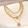 Thick and Thin Chain Multi-layer Necklace for Women Men Punk Figure Circular Pendant Necklace Vintage Jewelry