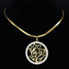 Tree of Life Stainless Steel Crystal Necklaces Pendants Women Gold Color Neckless Jewelry bijoux acier innoxydable femme