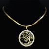 Tree of Life Stainless Steel Crystal Necklaces Pendants Women Gold Color Neckless Jewelry bijoux acier innoxydable femme