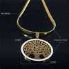 Tree of Life Stainless Steel Crystal Necklaces Pendants Women Gold Color Neckless Jewelry bijoux acier innoxydable femme