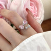 Trend Pink Crystal Double Bow Rings Creative Zircon Adjustable Open Ring Y2K Shiny Zircon Rings for Women Party Jewelry
