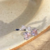 Trend Pink Crystal Double Bow Rings Creative Zircon Adjustable Open Ring Y2K Shiny Zircon Rings for Women Party Jewelry