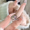Trend Pink Crystal Double Bow Rings Creative Zircon Adjustable Open Ring Y2K Shiny Zircon Rings for Women Party Jewelry