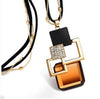 Women Collier Femme Crystal Gray Blue Color Geometric Statement Colar Long Necklaces&Pendants for Jewelry Bijoux