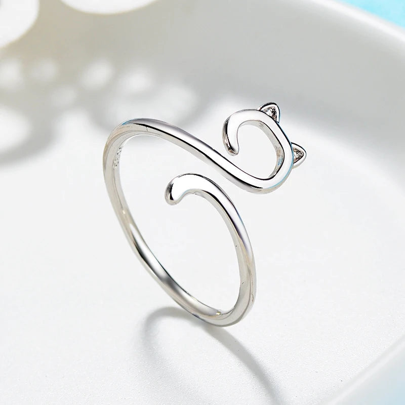 Women Finger Rings Pet Dog Paw Cat Ears Leaves Open Design Minimalist Ring Wedding Party Adjustable Ring Jewelry Gift