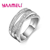 Women Men Rings 925 Sterling Silver Color Jewelry Crystal Inlay Overpass Cross Bague Bijoux   5-13