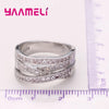 Women Men Rings 925 Sterling Silver Color Jewelry Crystal Inlay Overpass Cross Bague Bijoux   5-13