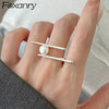 Foxanry   Silver Color Pearl Rings for Women Couples Creative Simple Geometric Handmade Birthday Party Jewelry Gifts