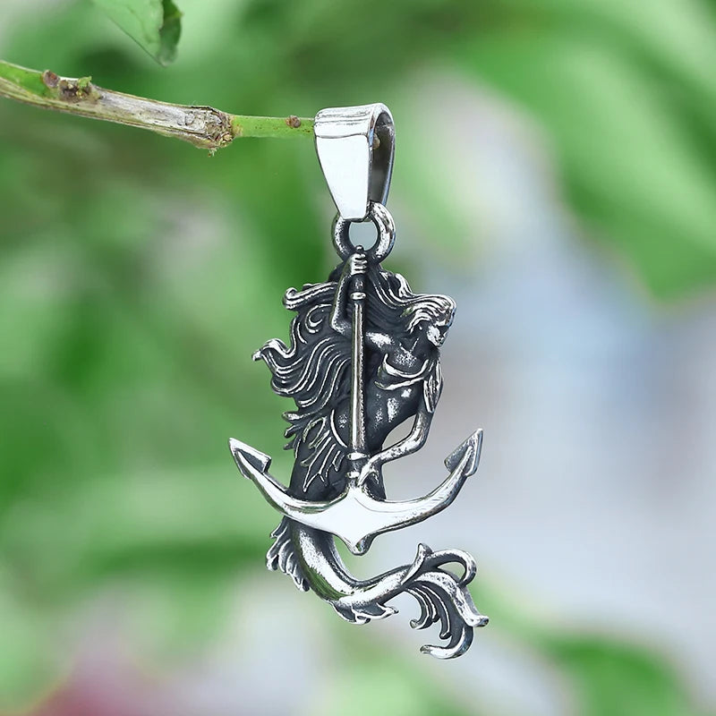 Freeshipping Anchor And Ancient Greek Mythology Navigation Series Retro Two-Sided Pendant Necklace Male Tide Vintage Jeweklry
