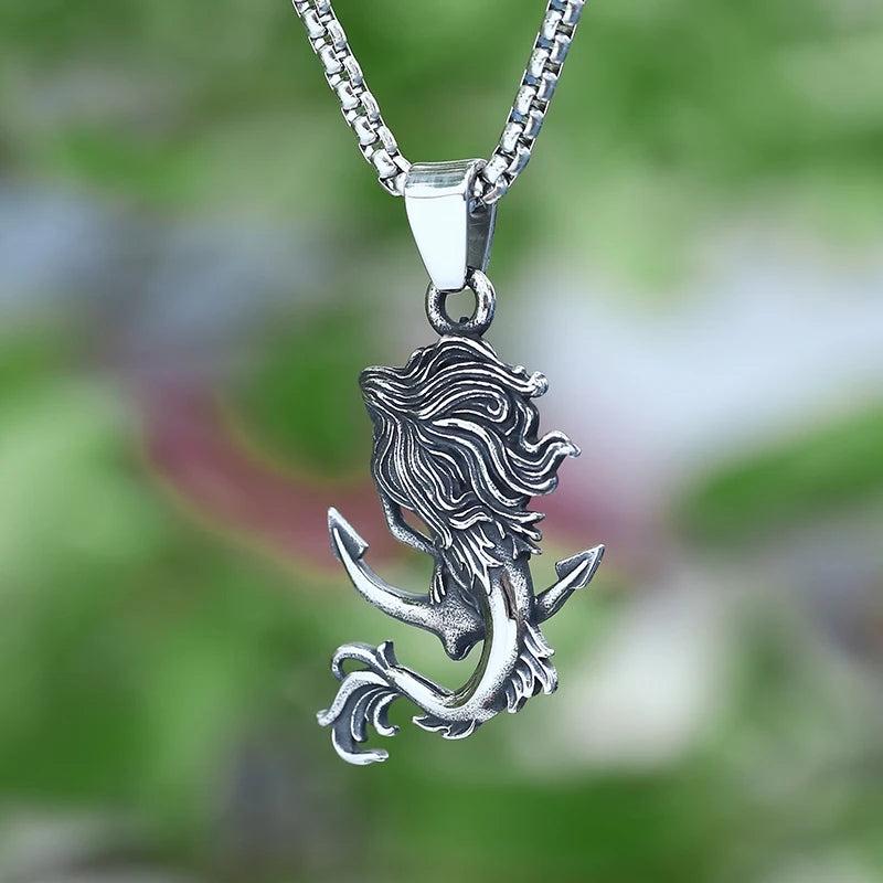 Freeshipping Anchor And Ancient Greek Mythology Navigation Series Retro Two-Sided Pendant Necklace Male Tide Vintage Jeweklry