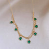 French Romantic Metal Woven Mesh Chain Green Crystal Pendant Necklace 2022 New Neckchain for Womens Party Exquisite Jewelry